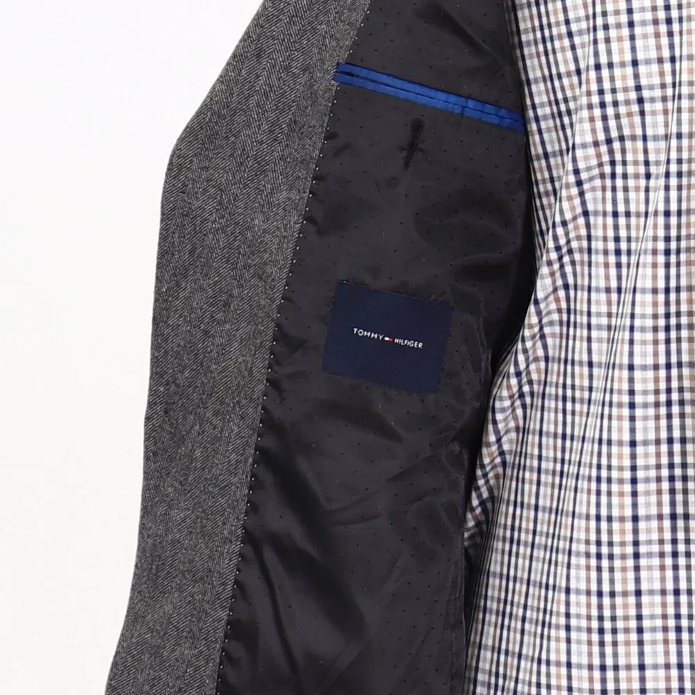 Tommy Hilfiger 42R Gray HB 2-Button Sport Coat Blazer Jacket G238